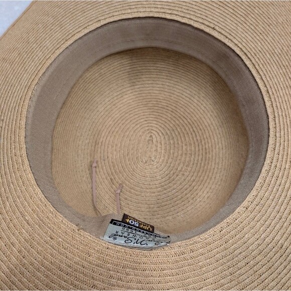 Sun 'N' Sand Leopard Print Bow Wide Brim Straw Hat UPF 50 Sun Protection Beach H - Picture 4 of 5